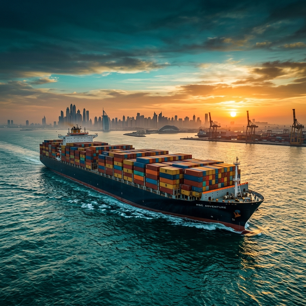 Container ship sailing to Gulf ports